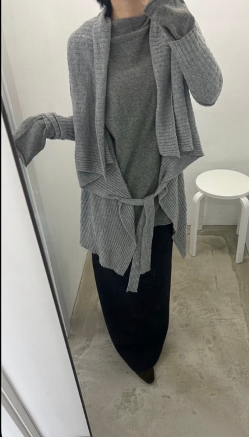 Ayadz 아야즈 빈티지 드레이핑 가디건 그레이 상품이미지1