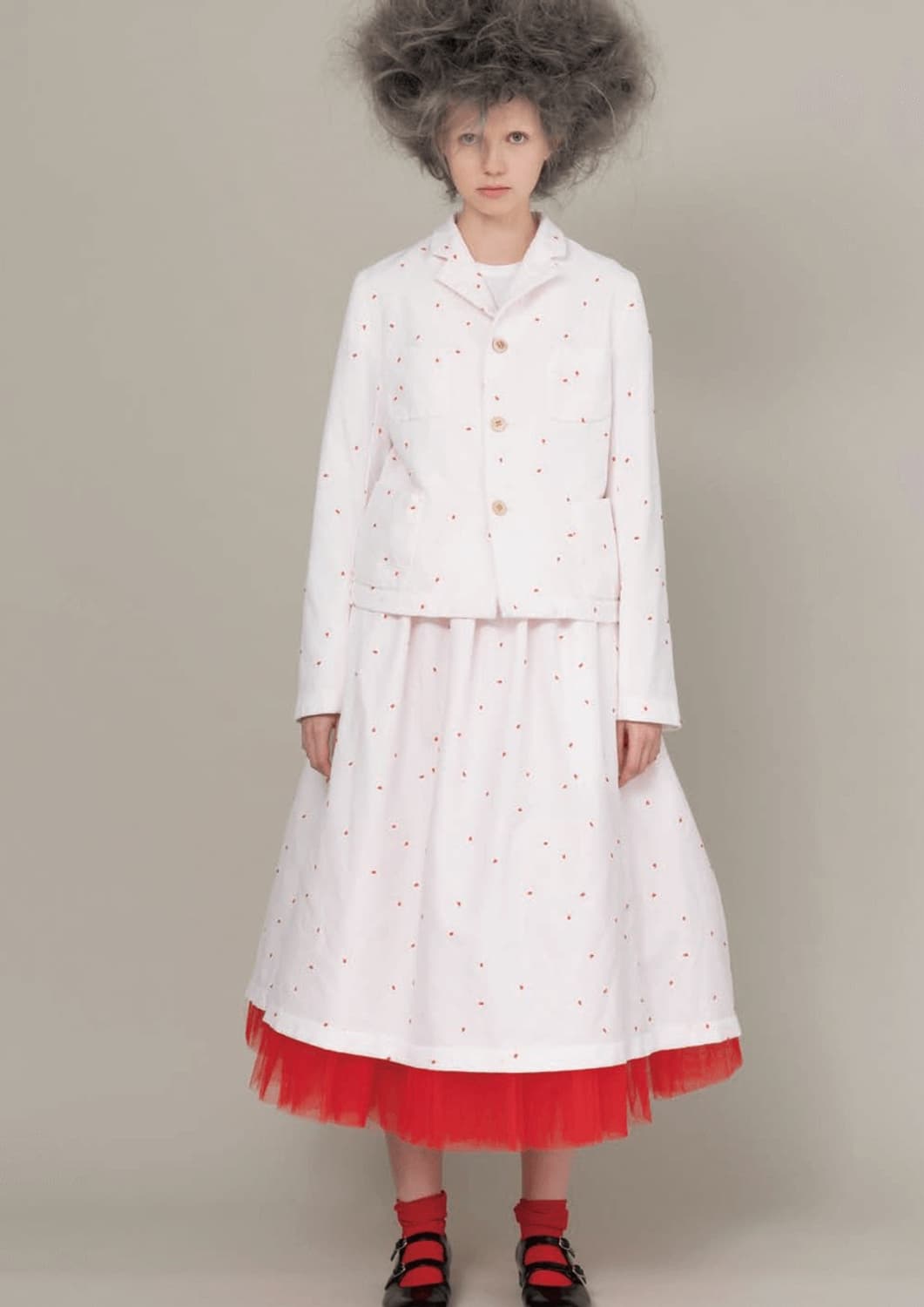 Red Tulle Shirring Skirt 상품이미지2