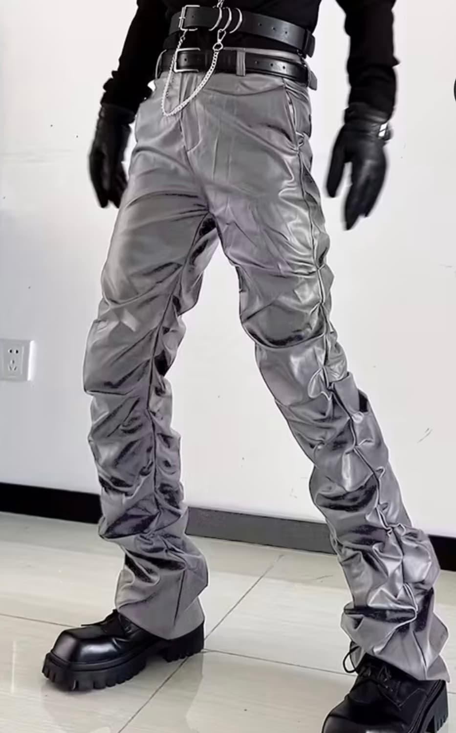 Faux Leather Pants Silver 상품이미지3