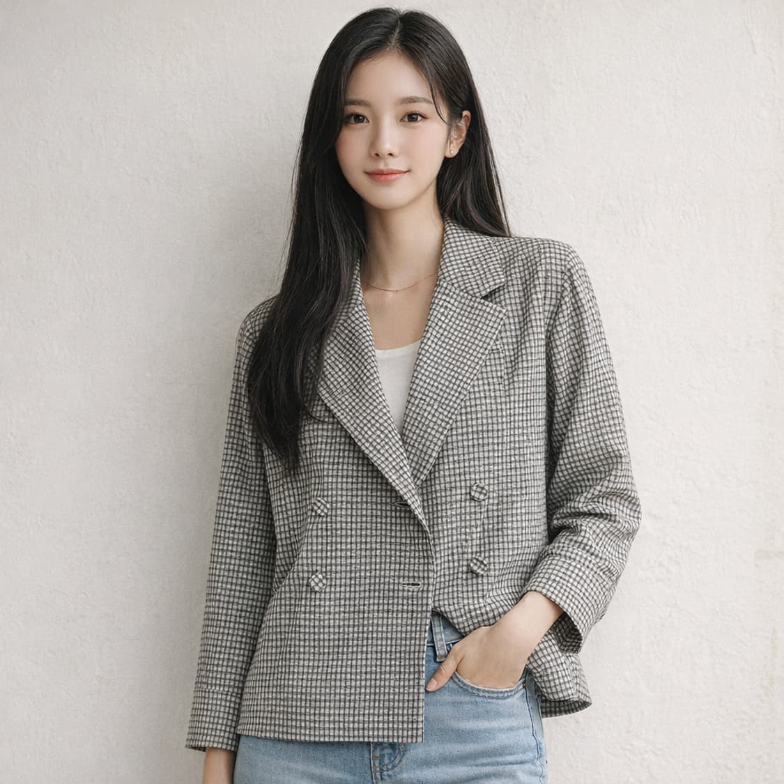 닐바이피(NILBY P) 체크 더블 셔츠 자켓 상품이미지2