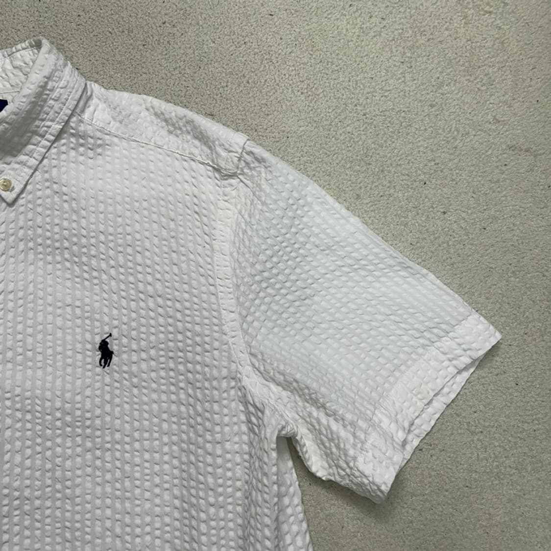 RALPH LAUREN 보이즈 시어서커 셔츠 화이트 XL 상품이미지3