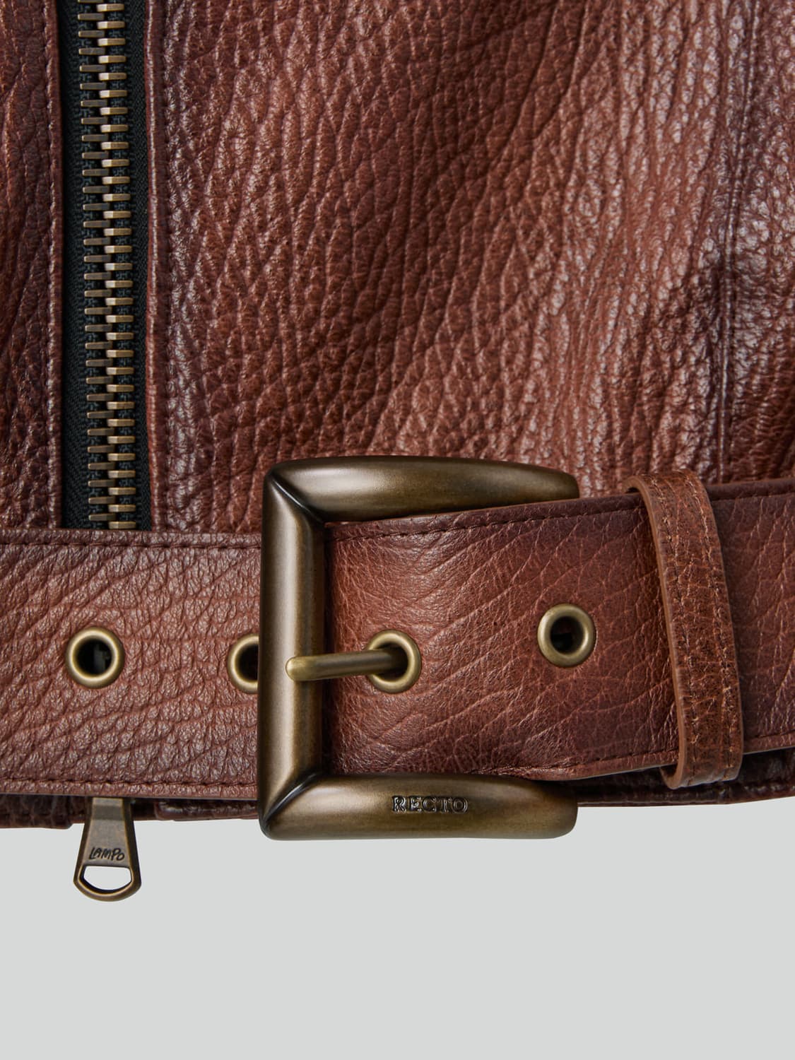 [S] 렉토 빈티지 이펙트 바이커 레더 자켓 코냑 상품이미지7