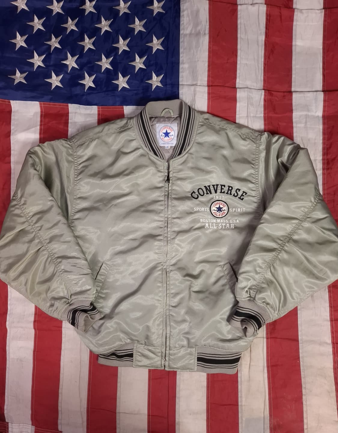 오리지날 80's 일본판 컨버스 빅로고 실버그래이 바시티자켓 상품이미지3