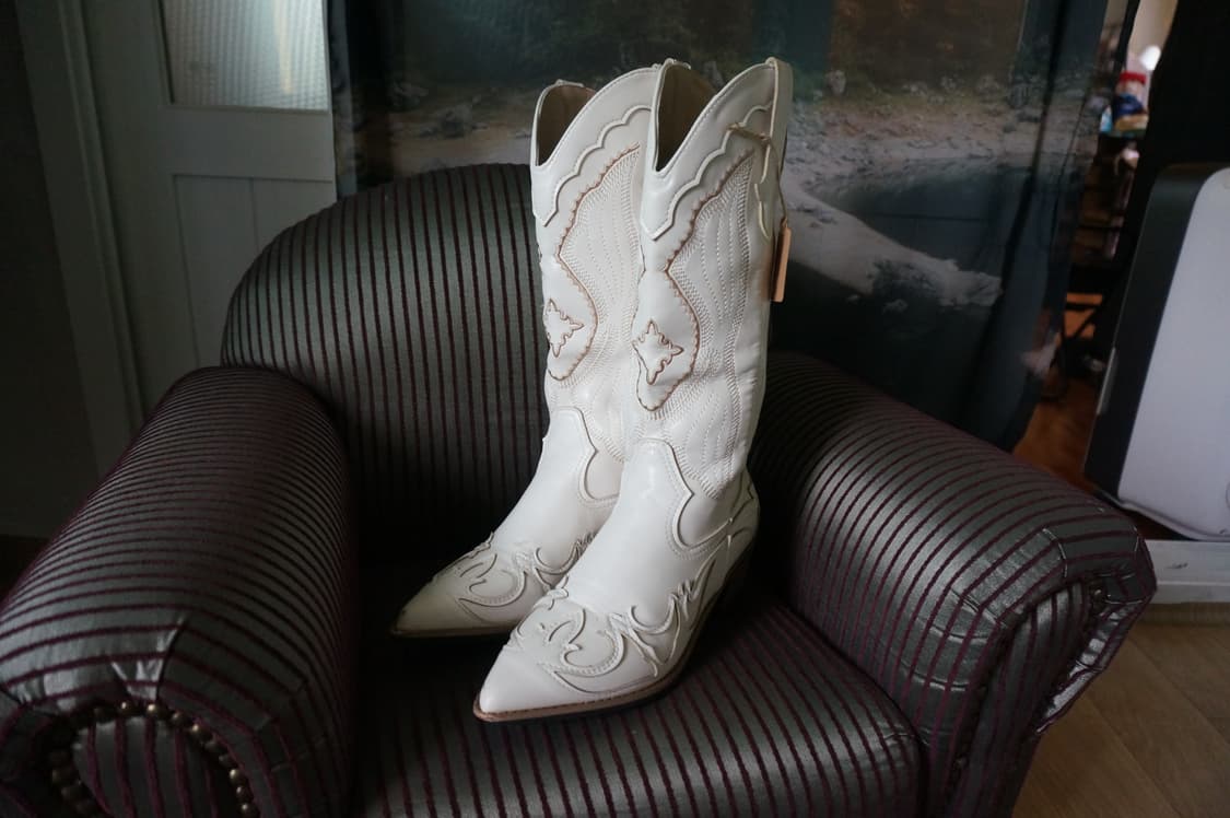 White Leather Western Boots 상품이미지5