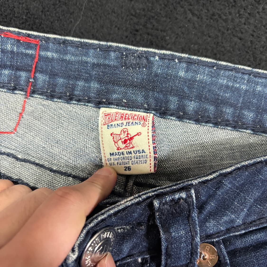 26 트루릴리전 진청 워싱 부츠컷 플레어진 상품이미지4