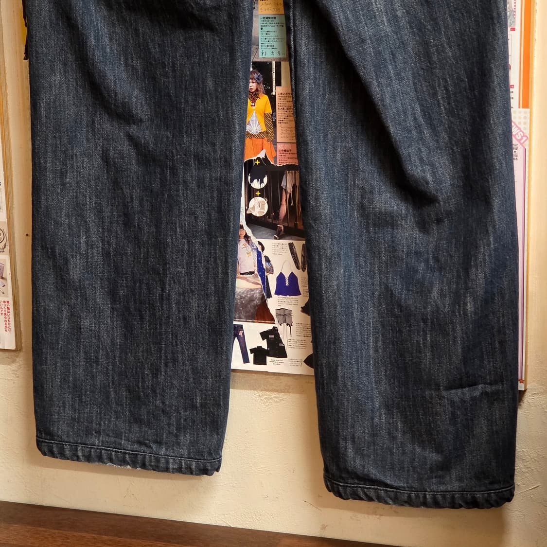 후부 진청 워싱 패치 와이드 데님 팬츠  상품이미지7