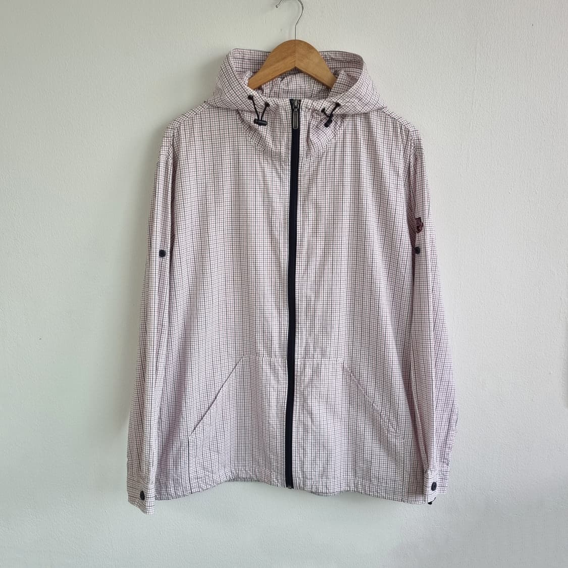 빈티지 잔체크 바람막이 후디자켓 - XL 상품이미지1