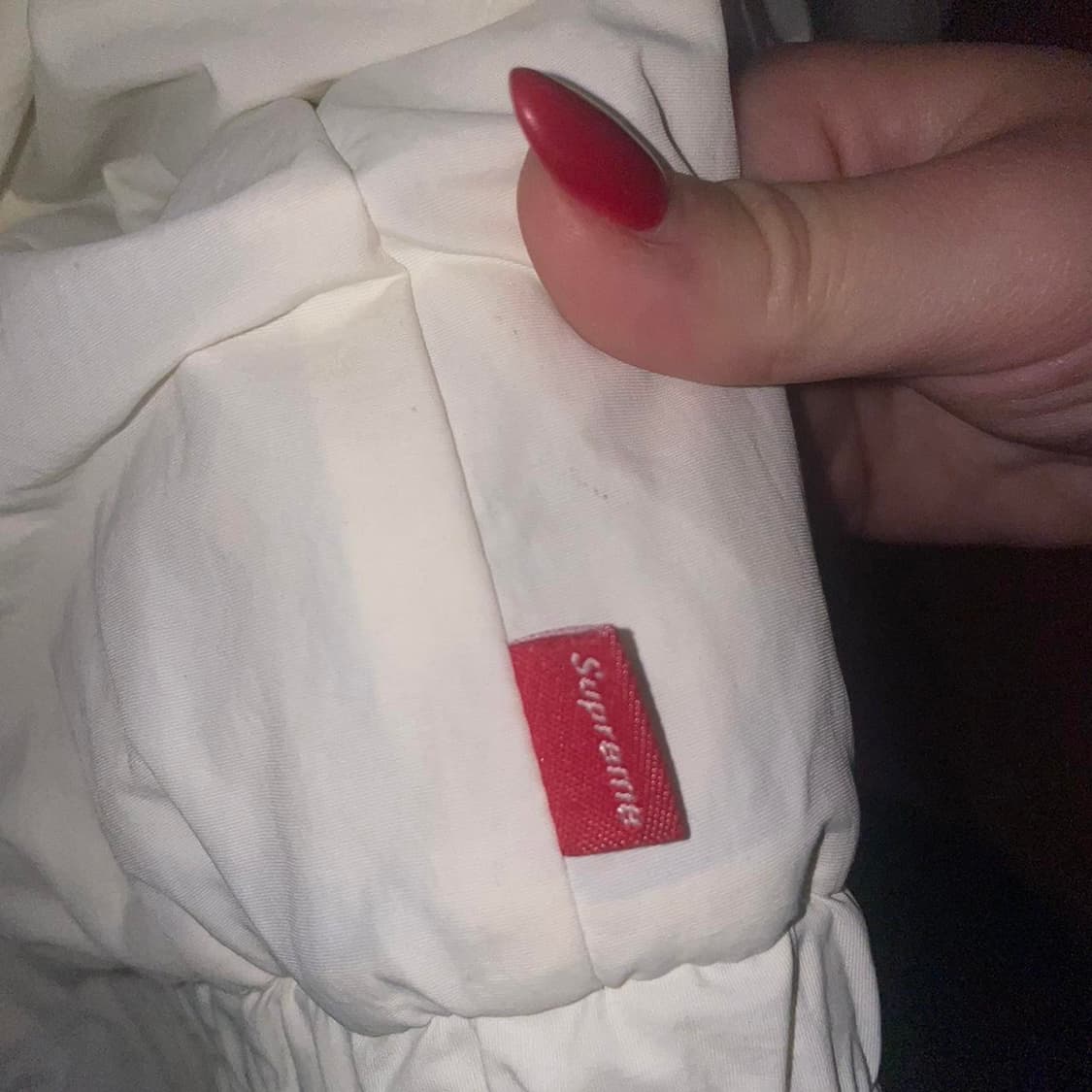 슈프림 슬리브 스크립트 사이드라인 자켓 화이트 상품이미지2