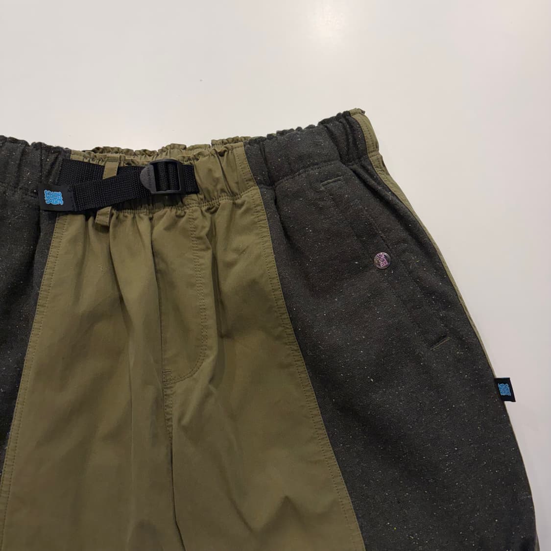 [L] 예스아이씨 배색 울 카키 와이드 팬츠 바지 D861 상품이미지3