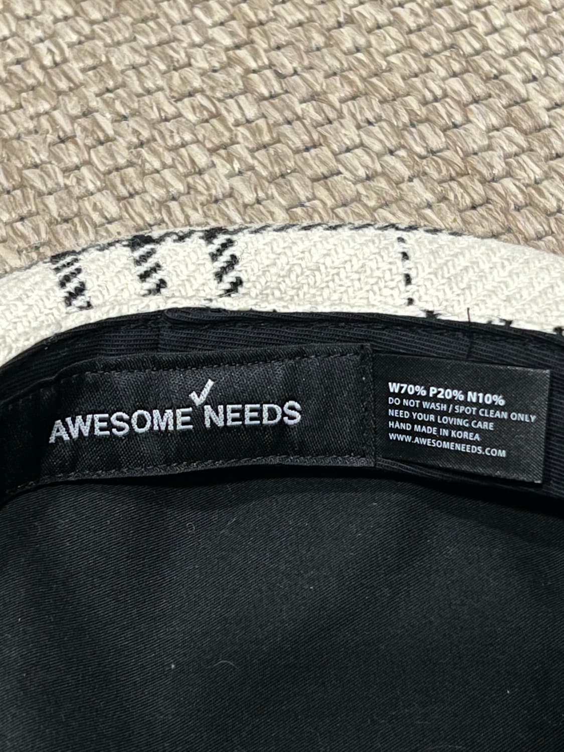 어썸니즈 클래식 베레모 체크 화이트  상품이미지6