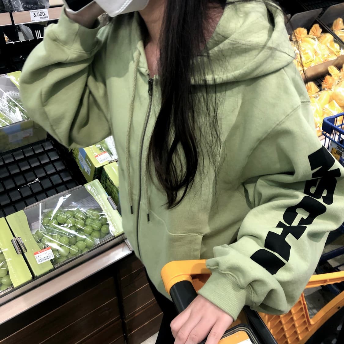 미스치프 20ss 후드집업 라이트그린 상품이미지2