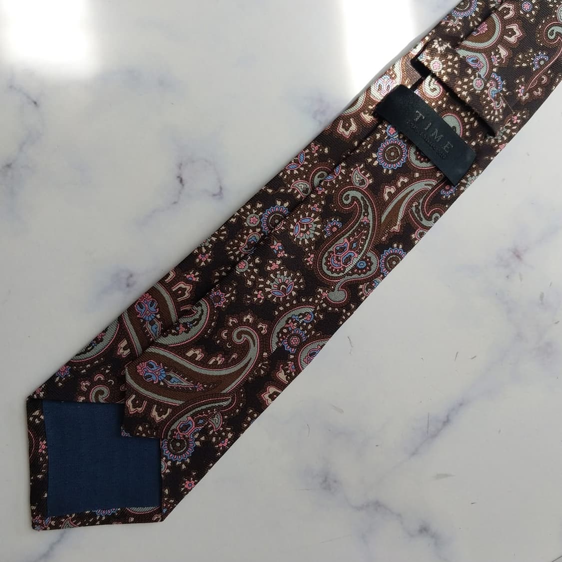 타임 실크 브라운 페이즐리 넥타이 7.5cm S~A+등급 K2509 상품이미지8