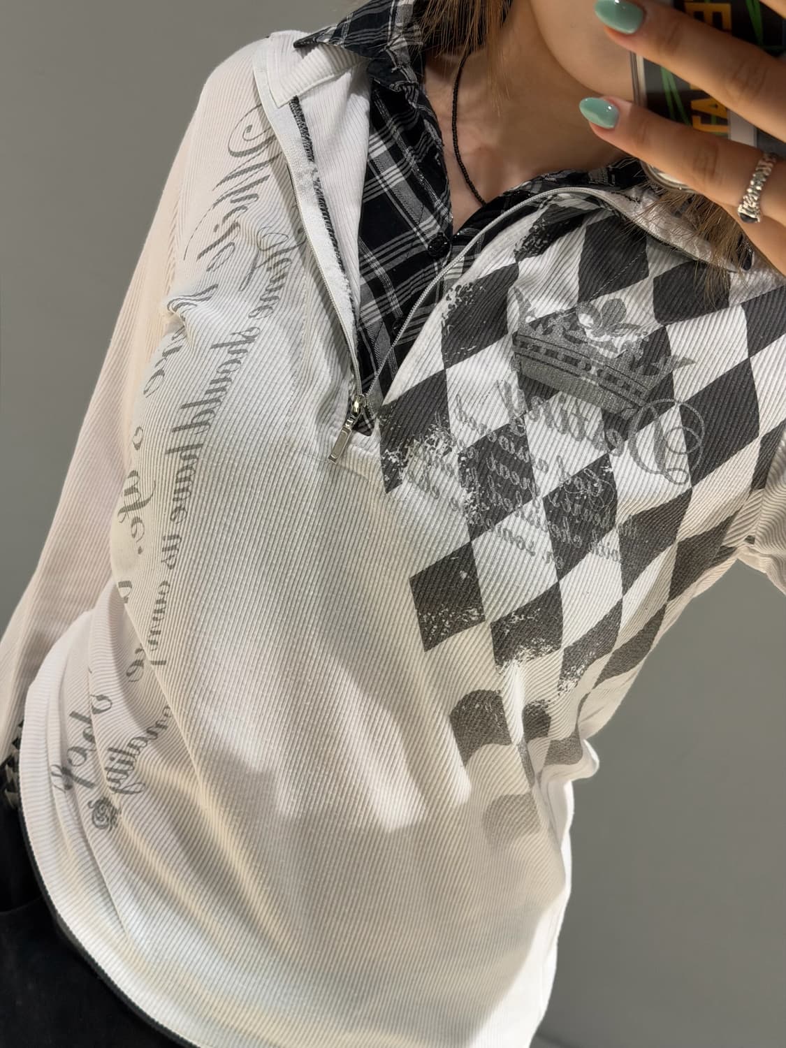 layered collar detail printing sleeve 상품이미지4