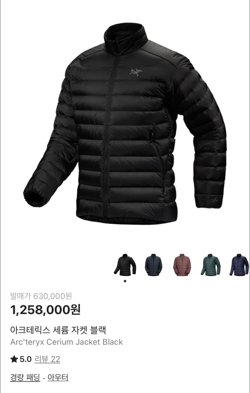 아크테릭스 세륨 자켓 블랙 L 상품이미지1