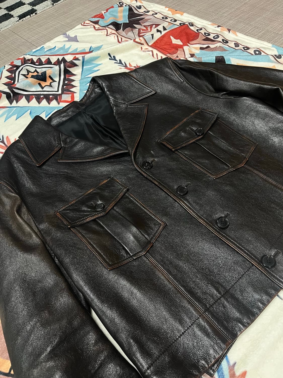 렉토 밀리터리 숏 레더 자켓 L  상품이미지3