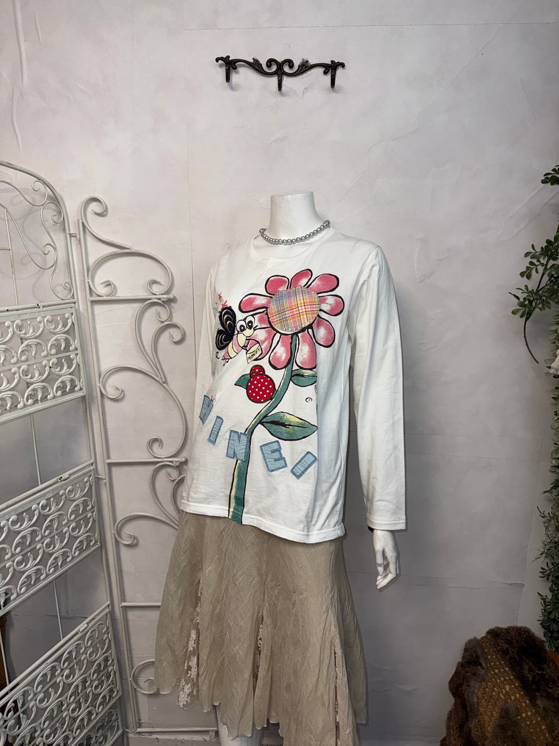 White patch honey bee cotton sleeve 상품이미지5