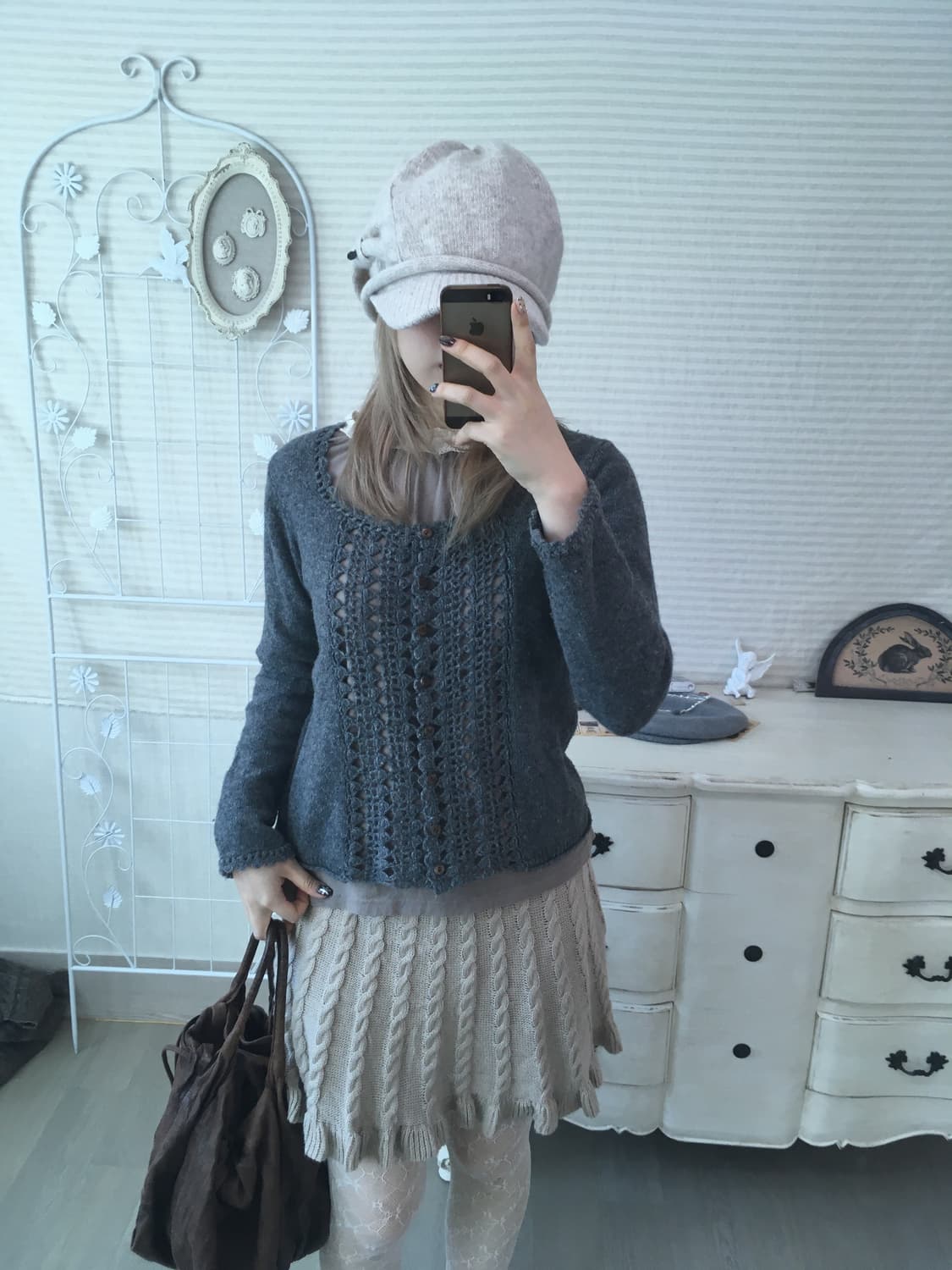 사만사모스투 모리 챠콜 크로셰 가디건 상품이미지4