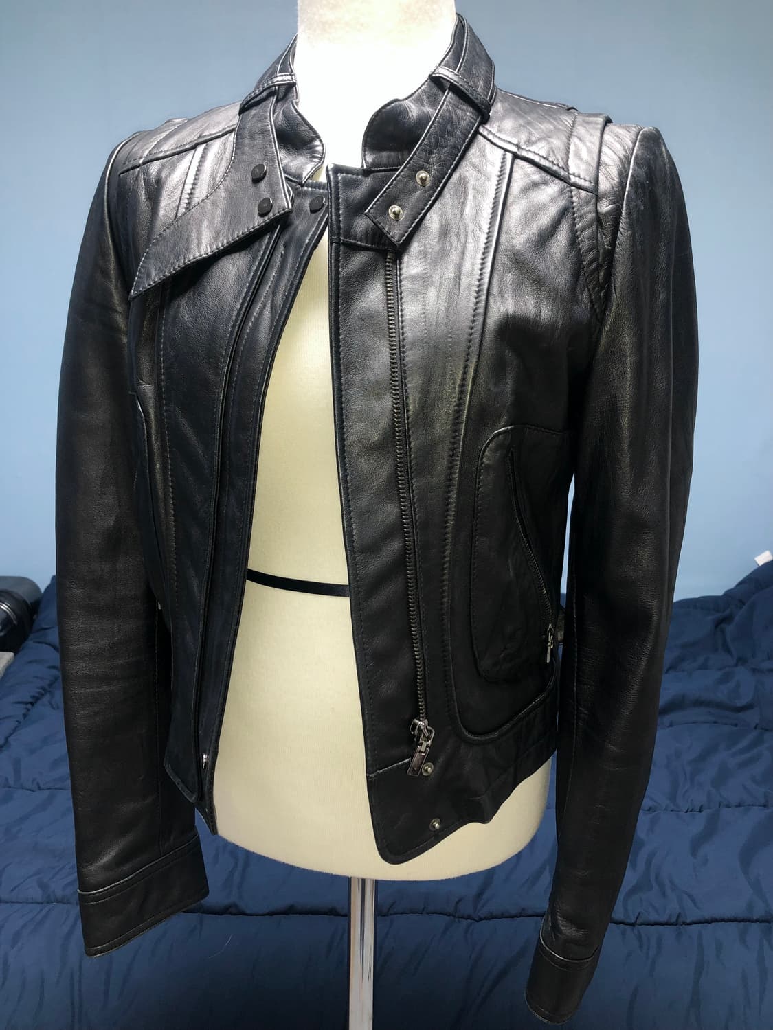 빈티지 구제 y2k 리얼 레더 라이더 크롭 가죽 자켓 상품이미지1