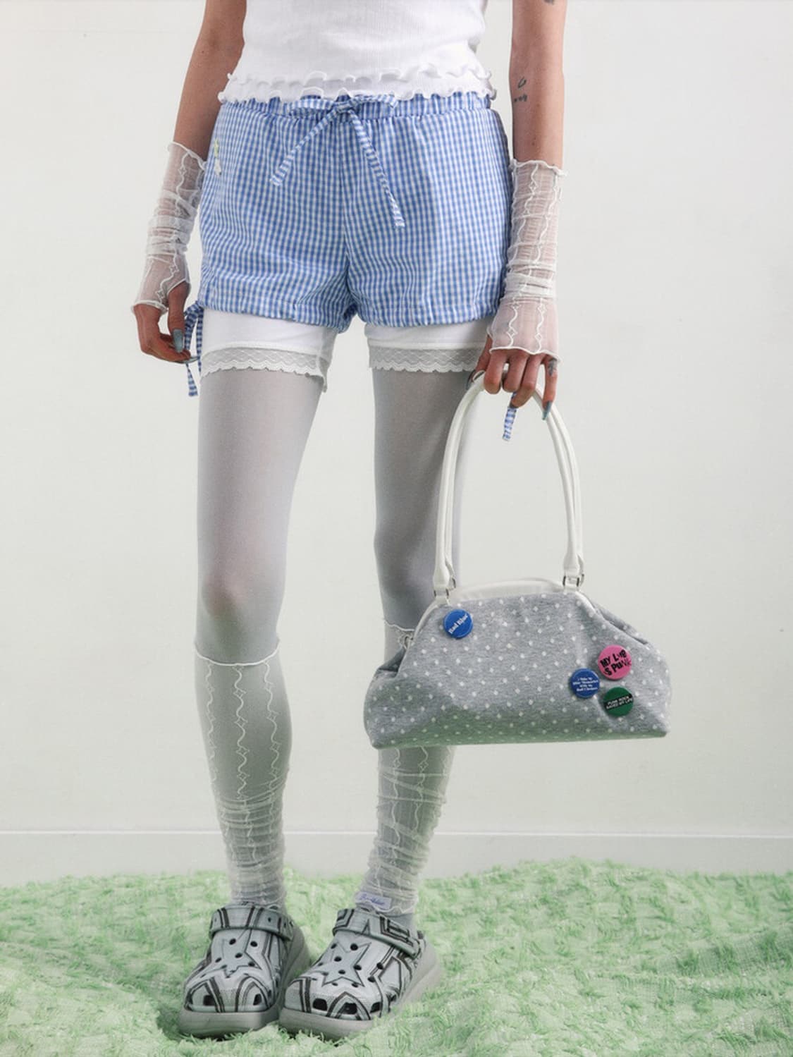 배드블루 도트 코지 덤플링백 그레이 상품이미지3