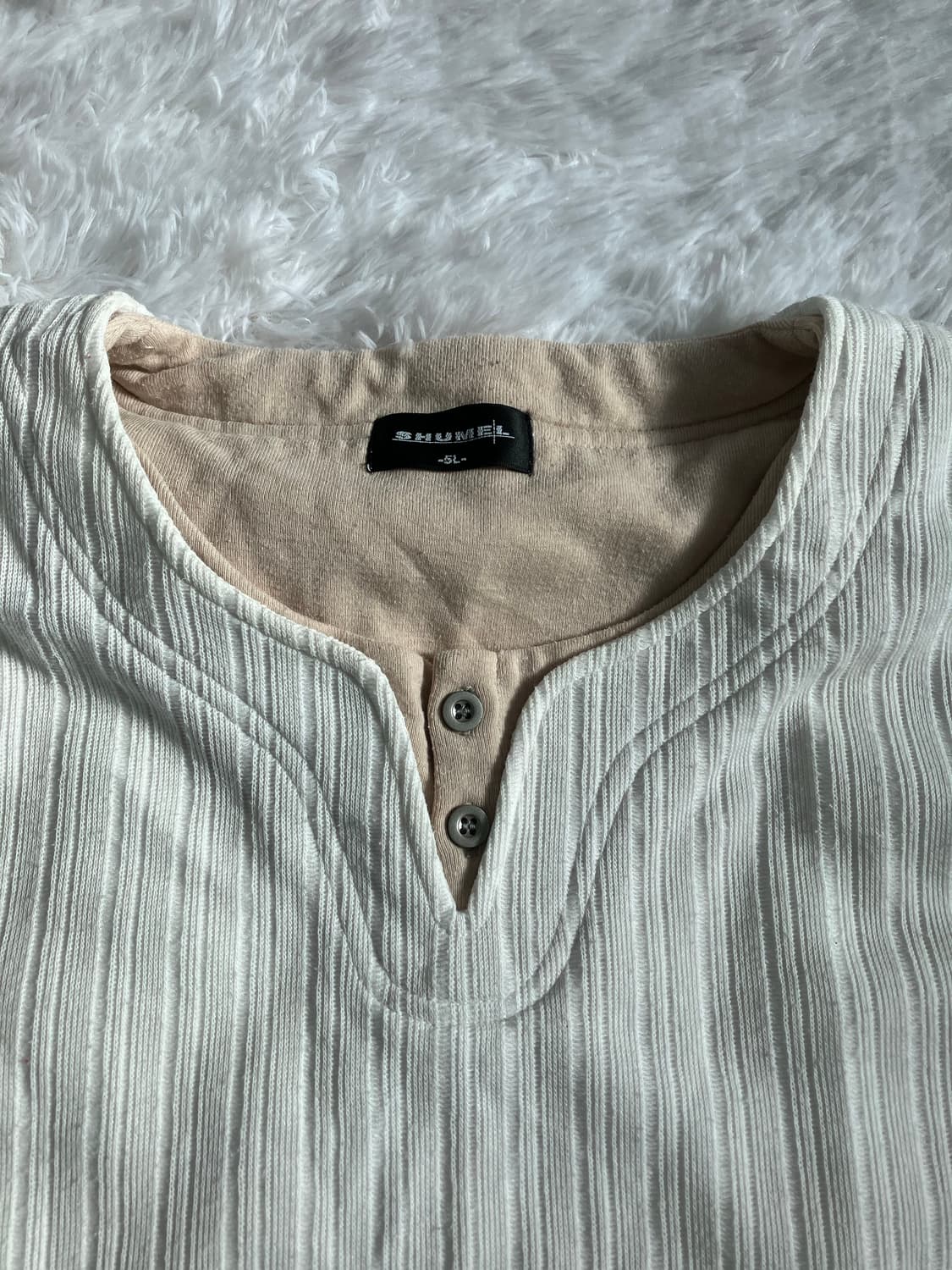 5xL 화이트 레이어드 스트라이프 긴팔 y2k 스트릿 갸루 펑키 일본빈티 상품이미지4