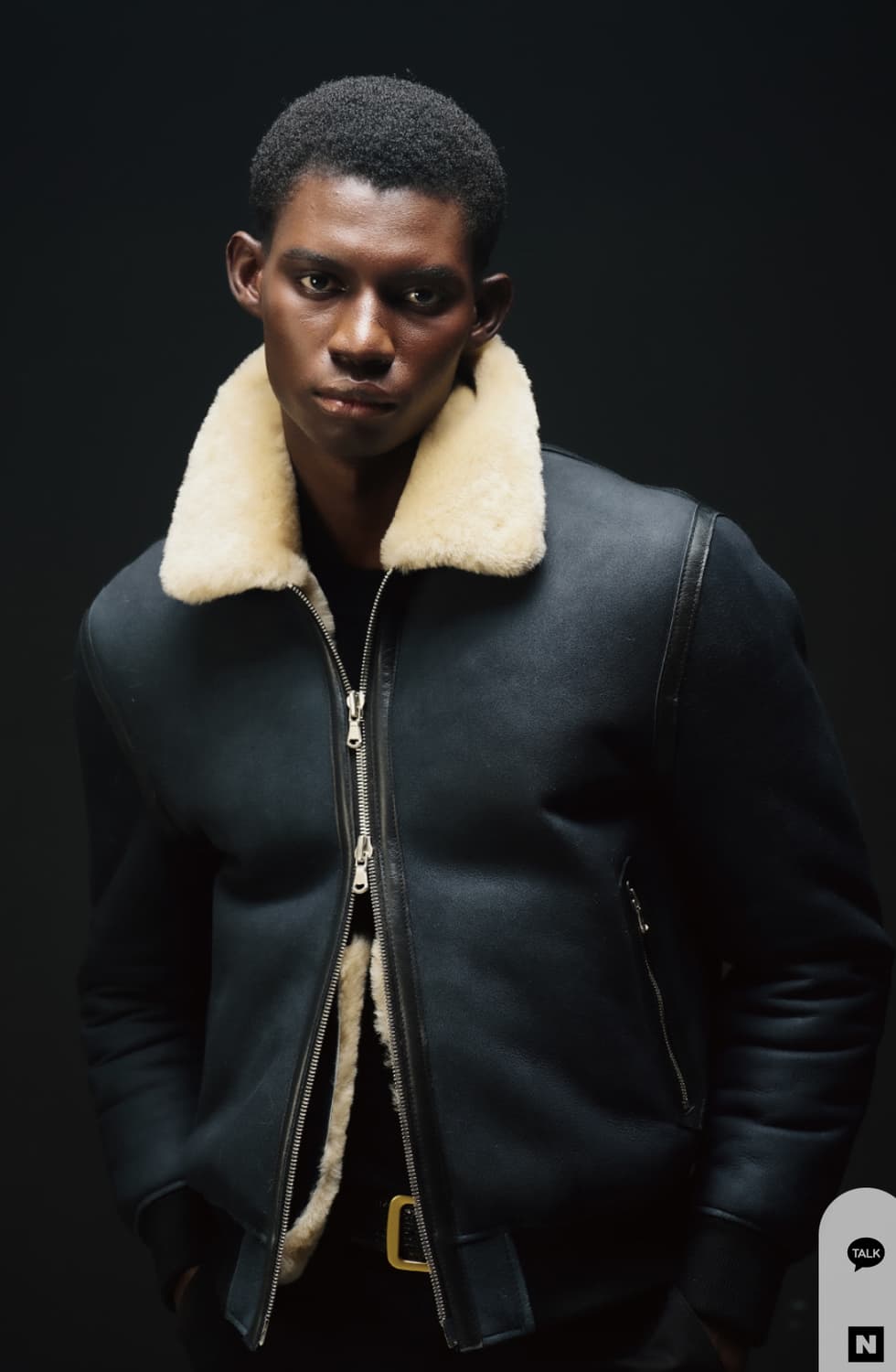 쉐입부티크 레더 시어링 봄버 자켓 상품이미지1