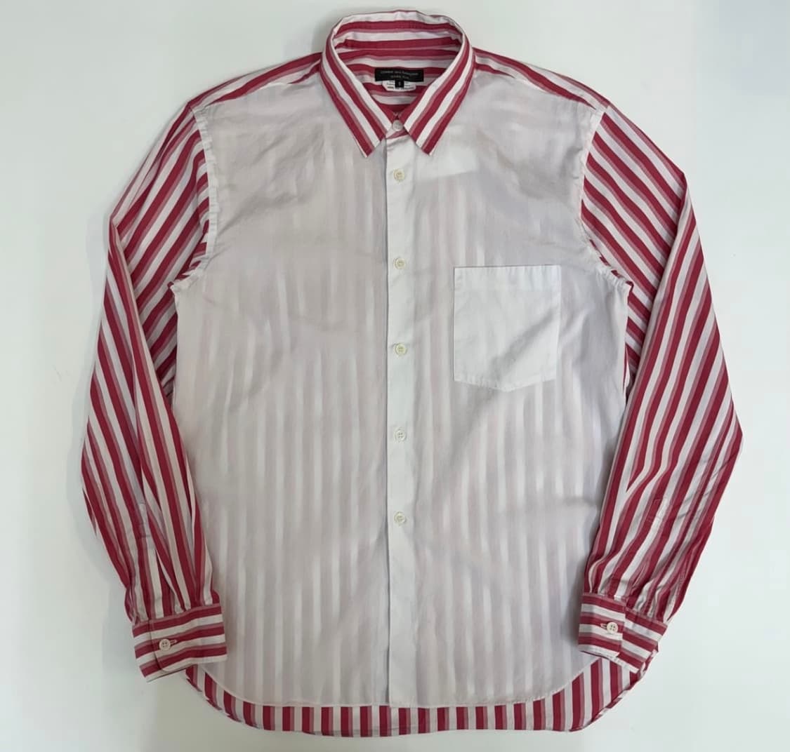 꼼데가르송 옴므 플러스 스트라이프 배색 셔츠 레드 S  상품이미지2
