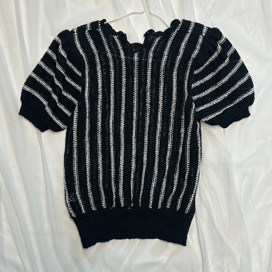 플라워포인트 네트 반소매 니트 상품이미지2