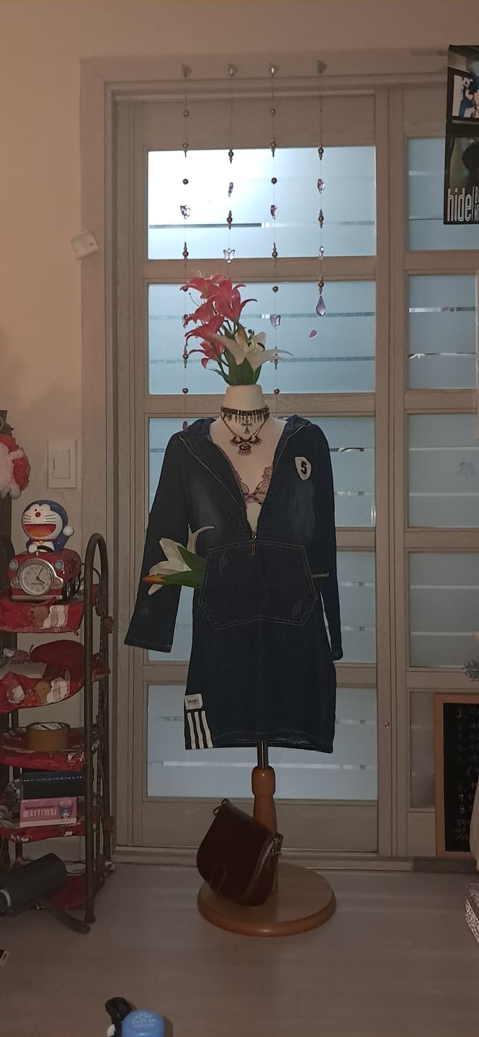 Y2k 싸이월드 데님 후드 원피스 상품이미지2