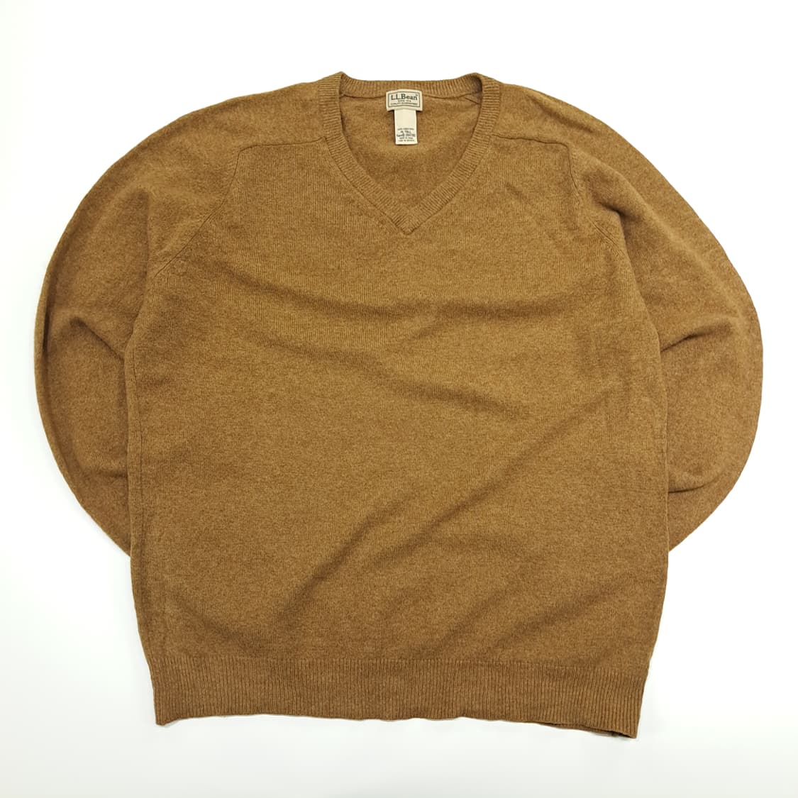 CN944 XL 엘엘빈 카멜브라운 램스울 V넥 긴팔 니트 스웨터 상품이미지1