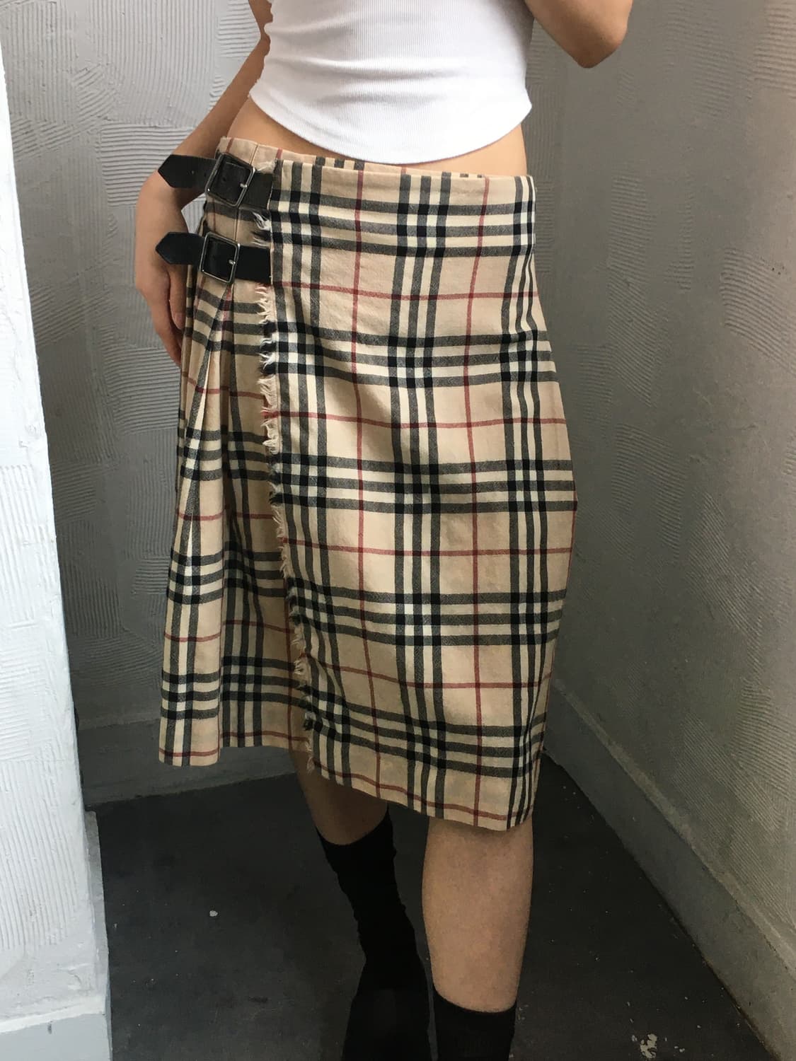 Burberry 버버리 노바체크 울 벨티드 랩 스커트 상품이미지1