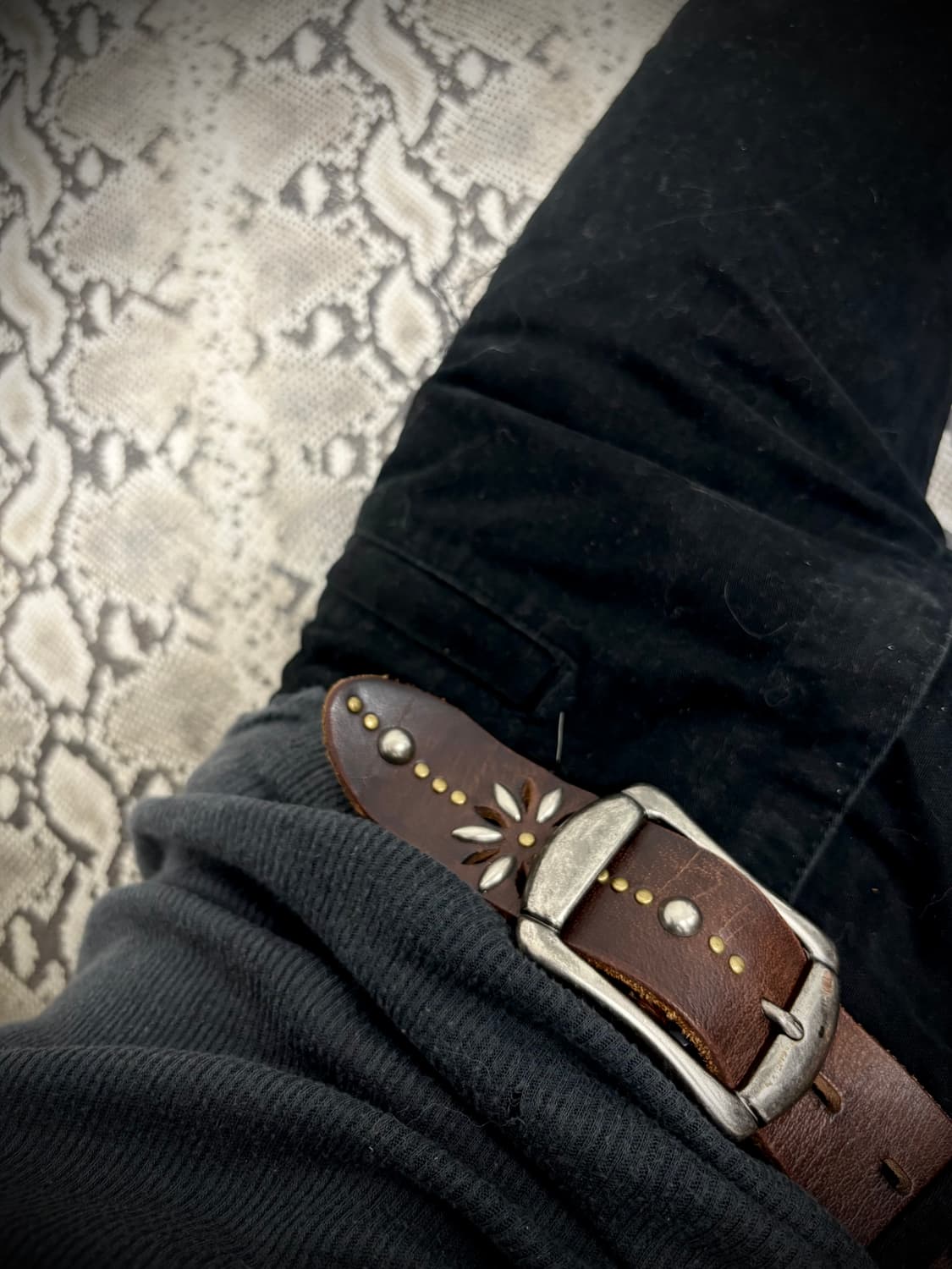 “Vintage” Western Stud Detail Brown Belt 상품이미지2