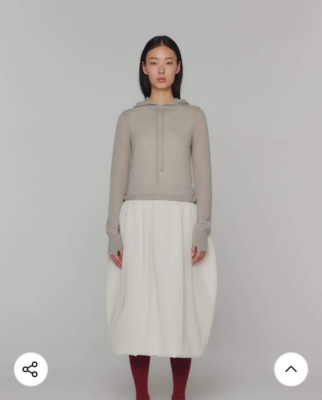 아모멘토 sheer hooded knit ivory 상품이미지2