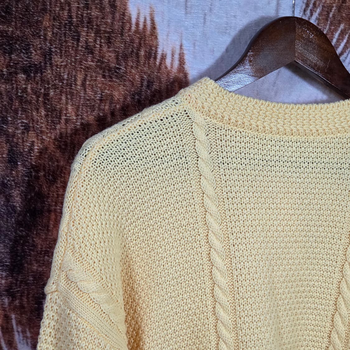 옐로우 꽈배기 크롭 니트 가디건 상품이미지5