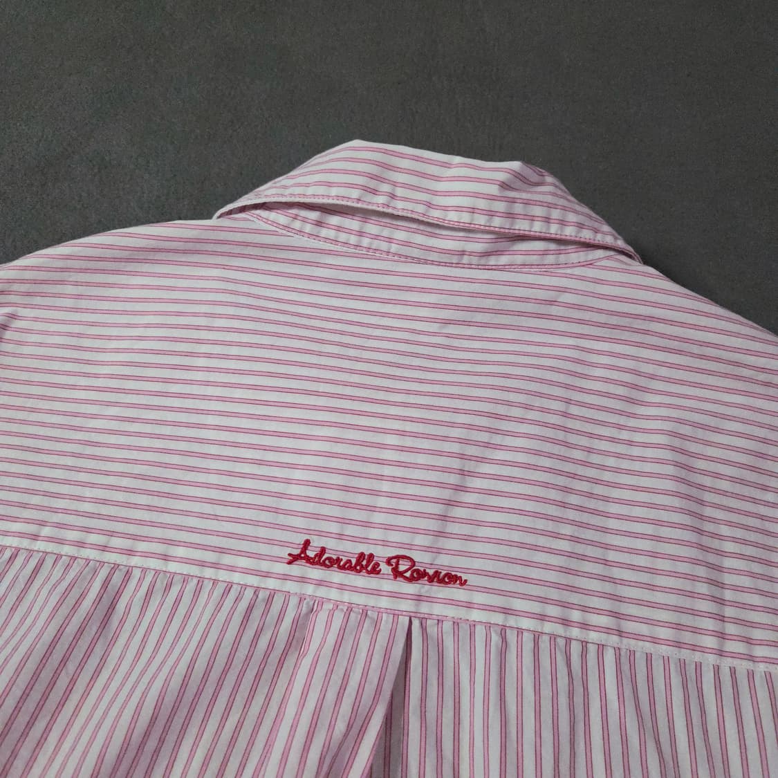ronron 론론 라운드 카라 포켓 셔츠 핑크스트라이프 상품이미지8