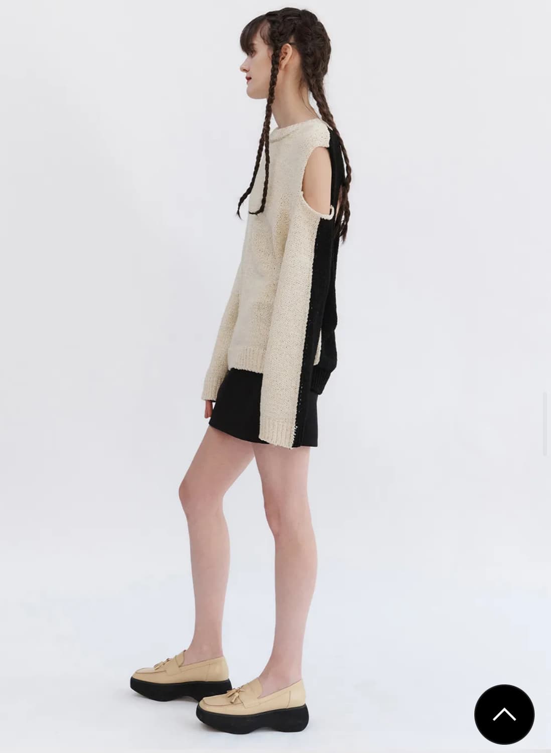Open yy cut out color block knit top 상품이미지3