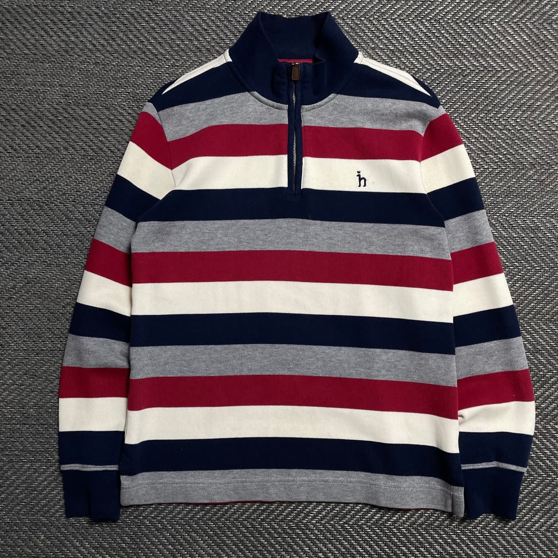 Hazzys 스트라이프 니트 카라 긴팔 반집업 티셔츠o 5289 상품이미지1