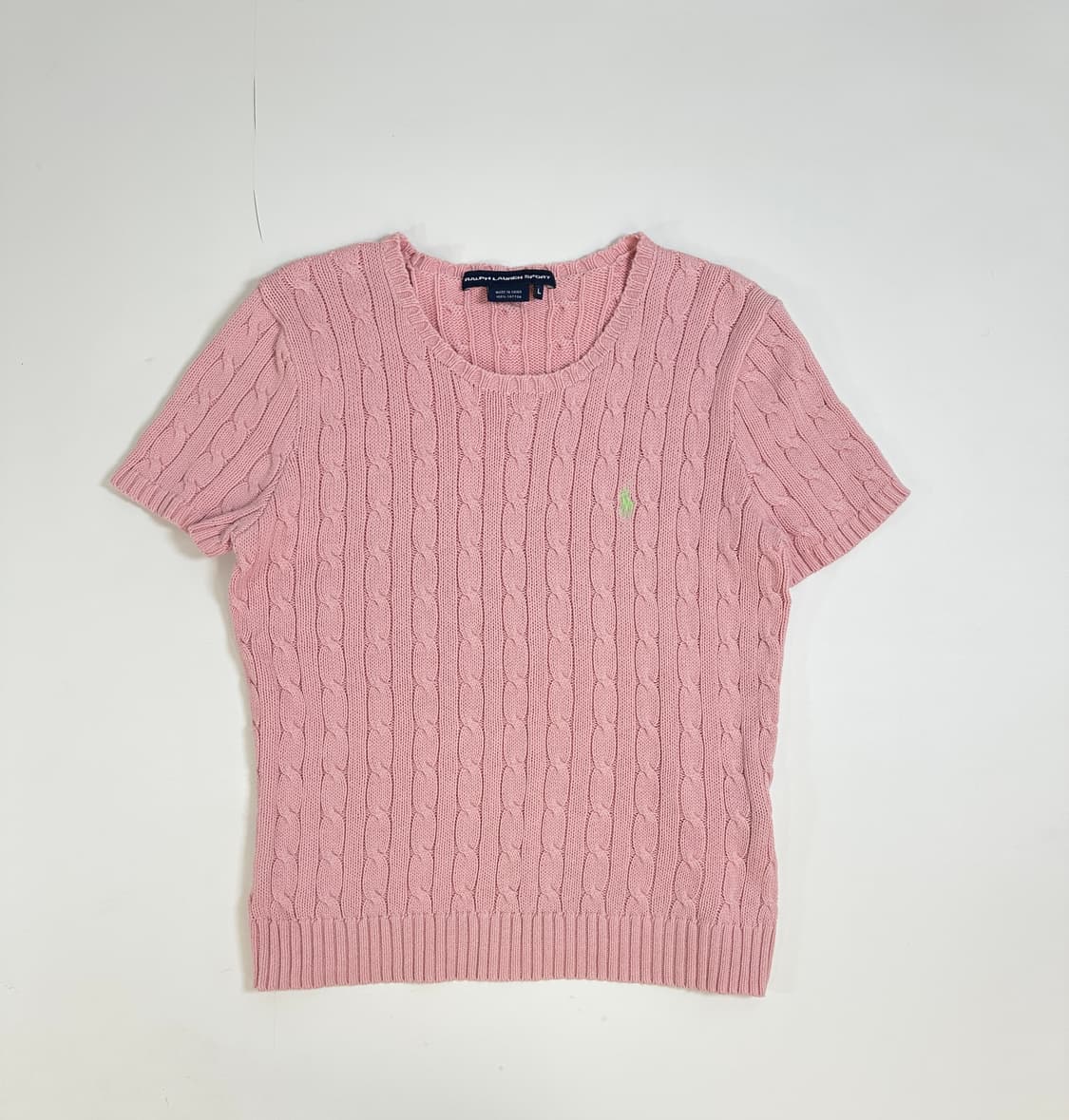 Polo 폴로 랄프로렌 반팔 케이블 니트 L (핑크) 상품이미지3