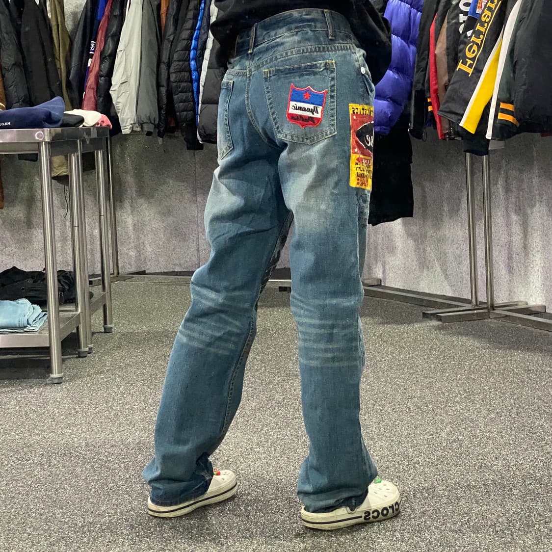 빈티지 D pulse 페인트 프린팅 워싱 데님 팬츠 B4039 상품이미지2