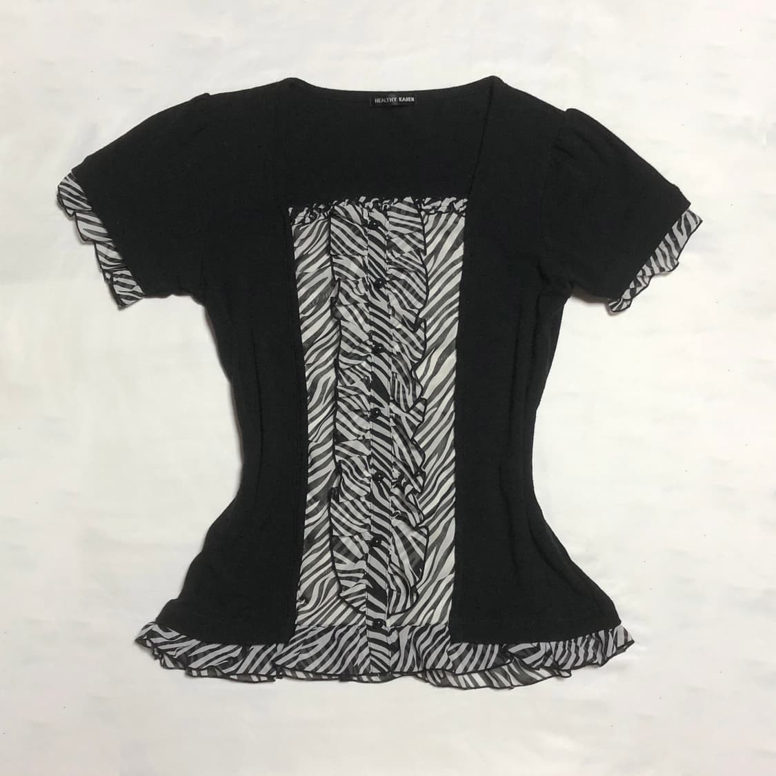 지브라 블라우스 니트 탑 블랙 상품이미지1
