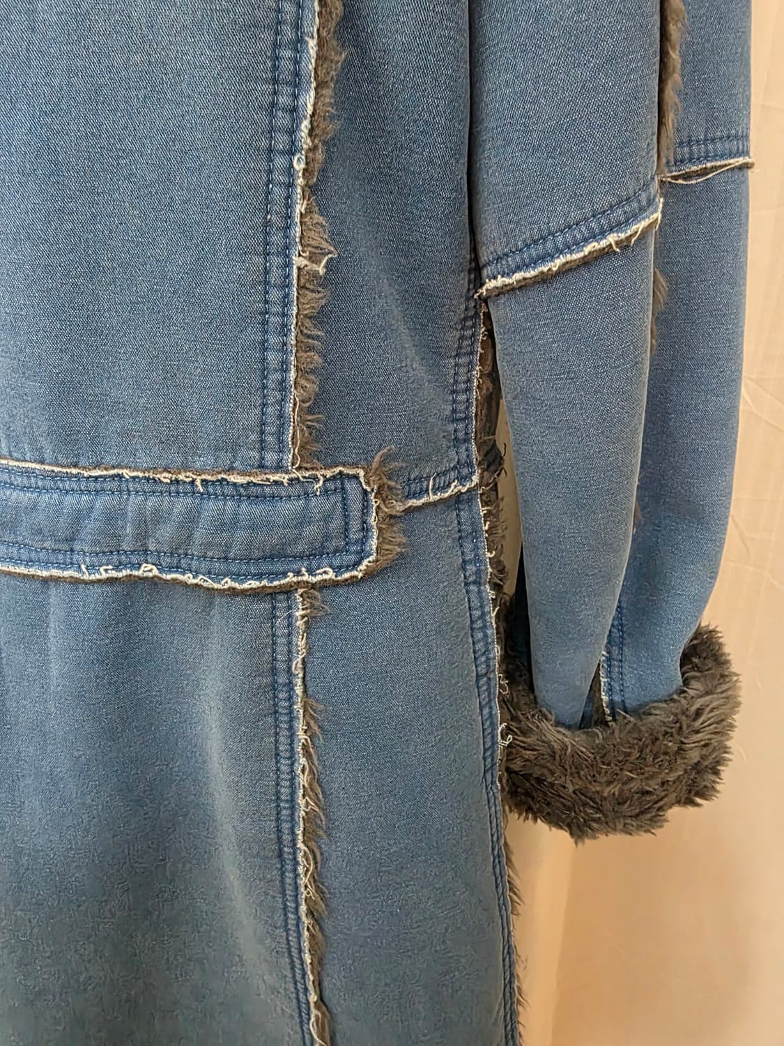 상태좋음.하자X ) 디젤(DIESEL) 데님 퍼 무스탕.시어링코트 상품이미지8