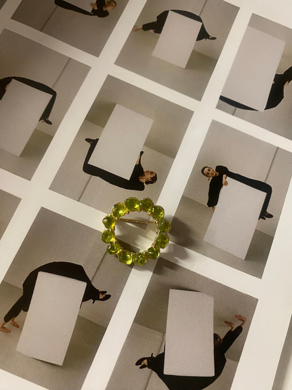 일본 빈티지 라임 글라스 브로치 주얼리 상품이미지1