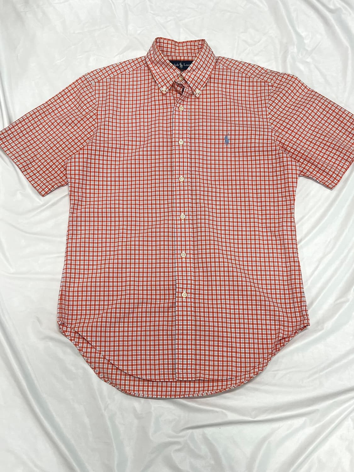 (S) 폴로랄프로렌 커스텀핏 체크 반팔 셔츠 오렌지 상품이미지1