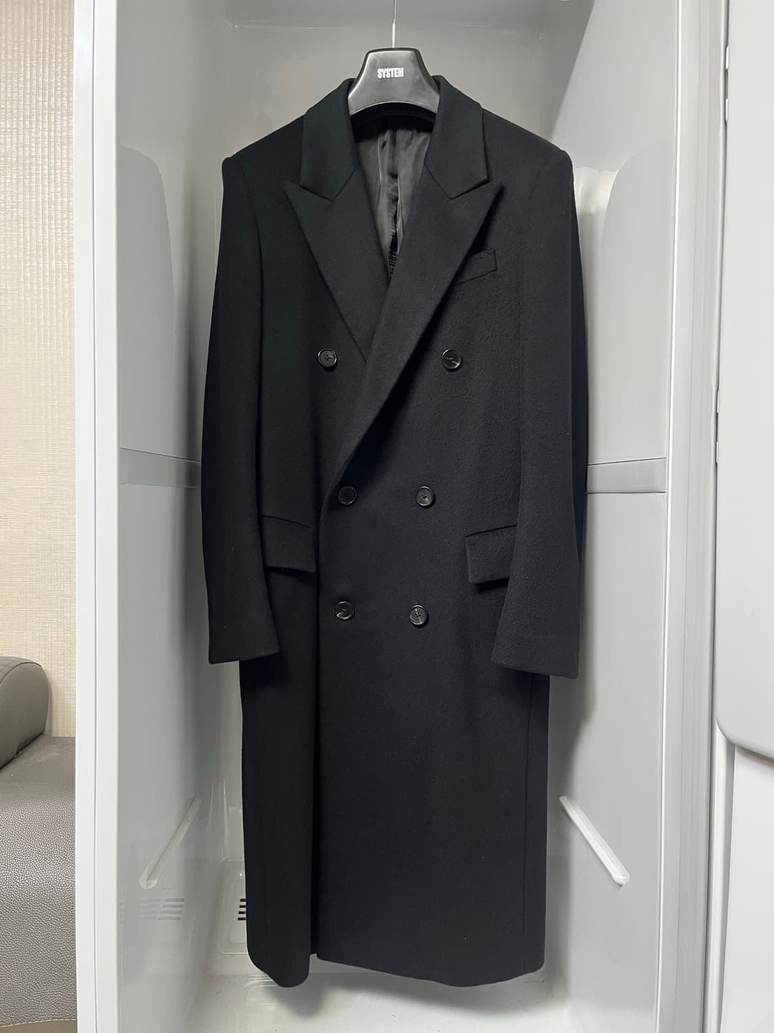 시스템옴므 피아첸자원단 블랙 캐시미어 더블 코트 95사이즈 상품이미지1