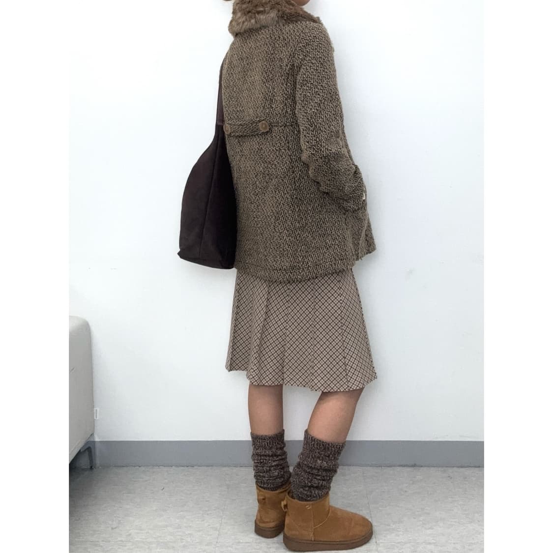 빈티지 브라운 하프 코트 상품이미지3