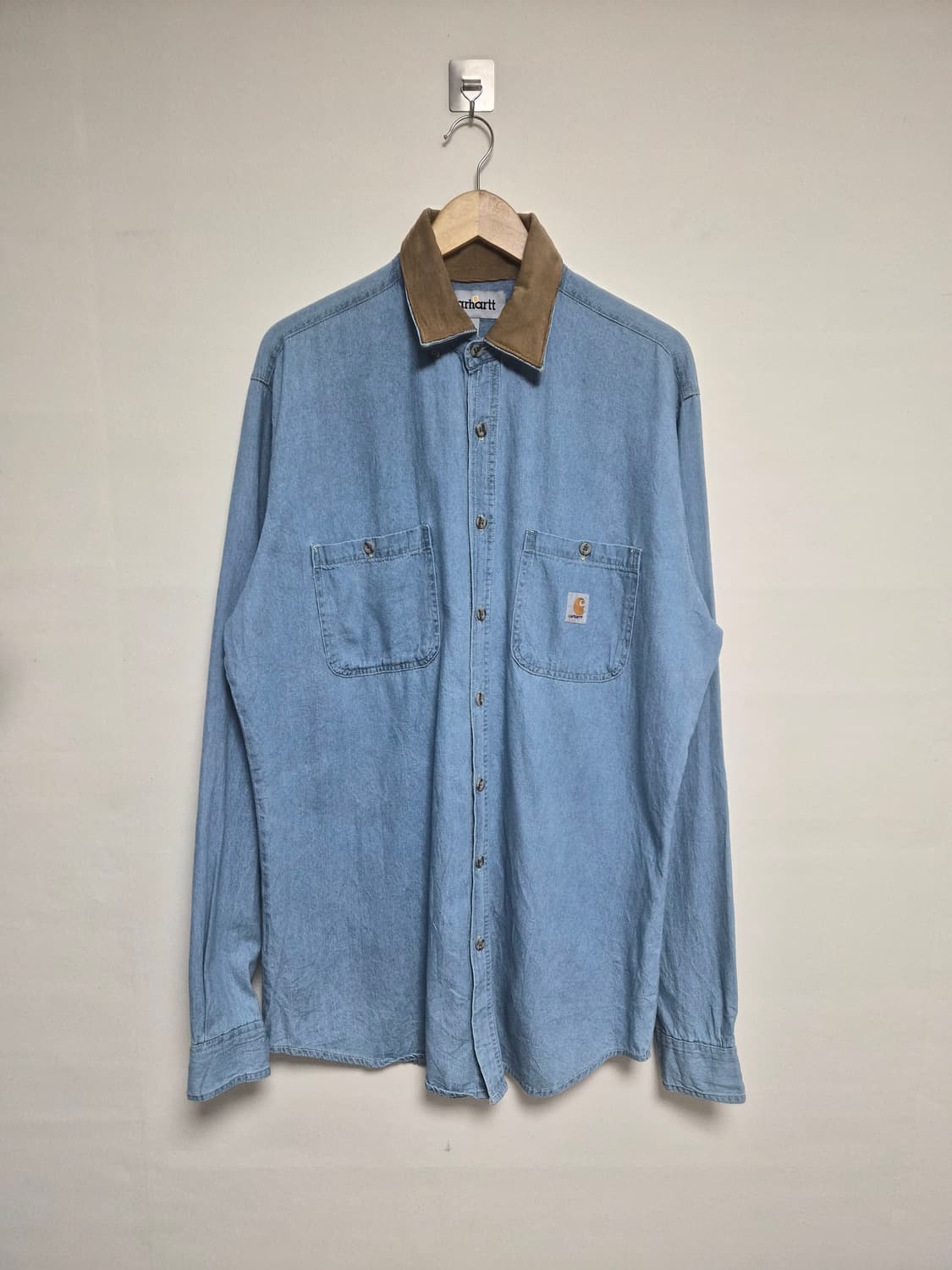 칼하트Carhartt 카라 배색 데님 셔츠 L - S238 상품이미지1