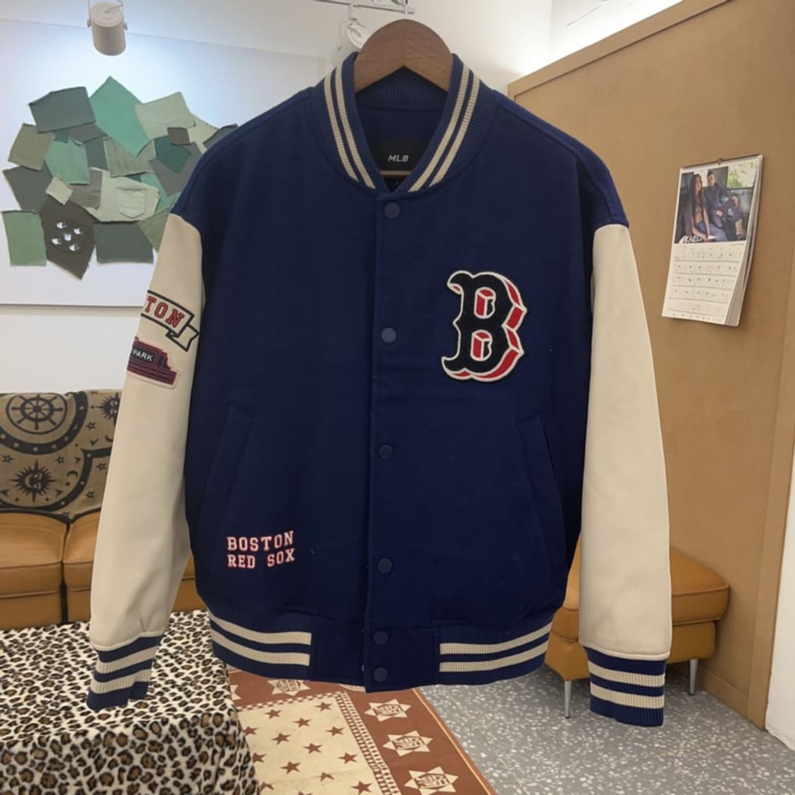 MLB 보스턴 레드삭스 스트릿 펑크 자수 울 바시티자켓 S C09158 상품이미지3