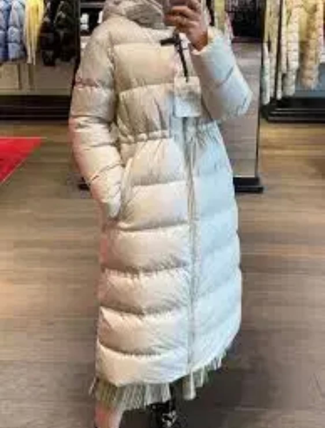 (A+/1) / 26년형 신상 몽클레어 샤머 롱패딩 자켓 오프 화이트 상품이미지10