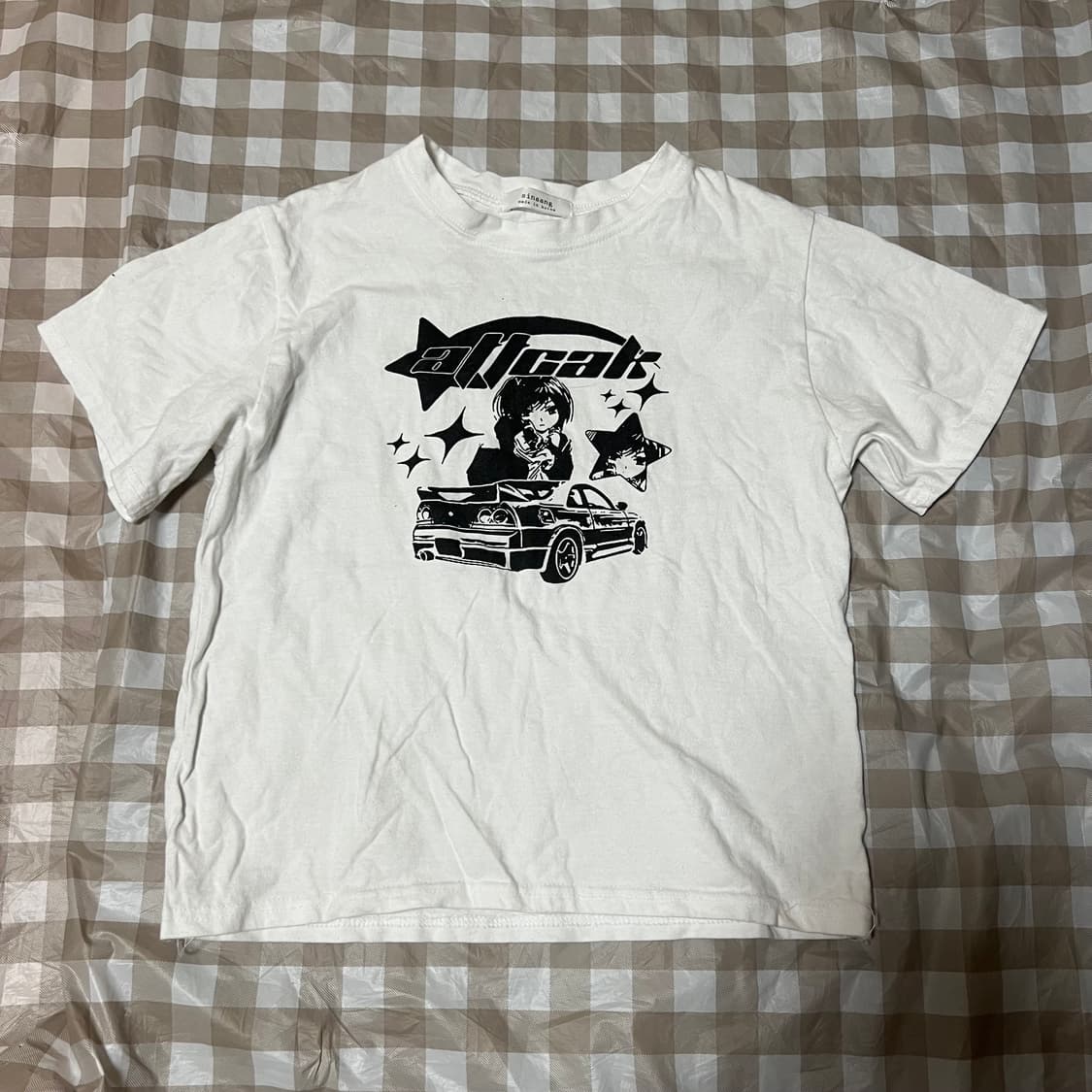 올카즈 보세 크롭 반팔티 화이트 여성 반팔티 셔츠 상품이미지1