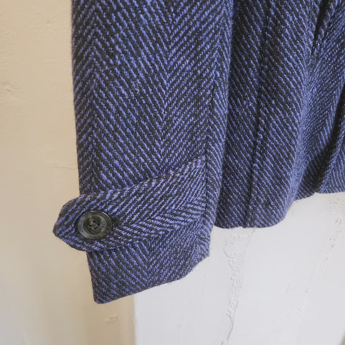 FUGA 블루 헤링본 누빔 피코트 상품이미지5