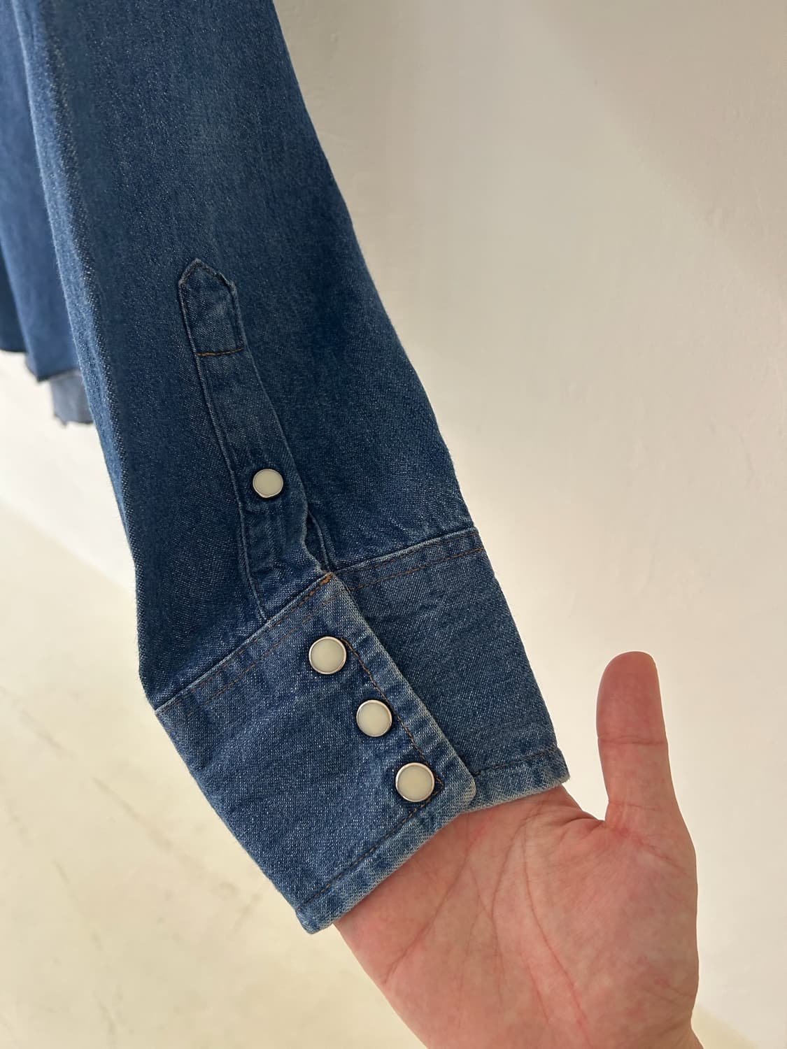 80s vtg WRangler Denim Western shirt. 상품이미지5